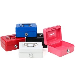 Mini Metal Cash Box Small Cash Box with Money Slot, Key Lock and Handle