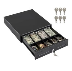 Volcora Auto Open Cash Drawer 13″ Lockable Metal w/ Keys & RJ-12 Cable