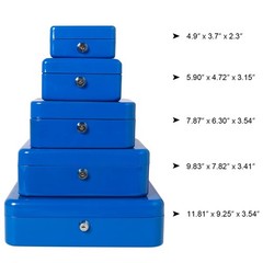 Mini Metal Cash Box With Lock Slot Coin Piggy Bank 4.9×3.7×2.3 Inch Blue