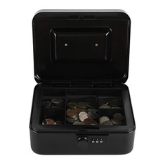 xydled Steel Cash Box Safe with Combination Lock,Money Safe Box with Removabl…