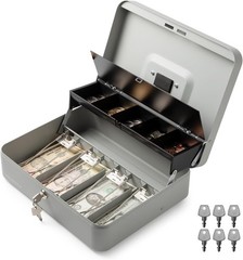 Durable Alloy Steel Cash Box with Key Lock – Perfect for Small Business Use
