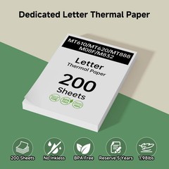 Thermal Printer Paper, 200 Sheets US Letter 8.5 x 11 Inch, BPA Free Inkless T…