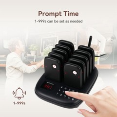 TD175S Restaurant Pager System Long Range 800m 10 Buzzers for Restaurant Cafe