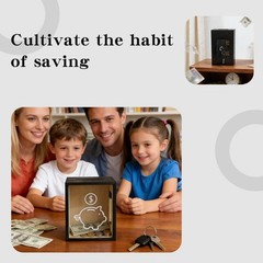 Clear Piggy Bank for Adults, Openable Money Saving with Lock, Wooden Money Co…