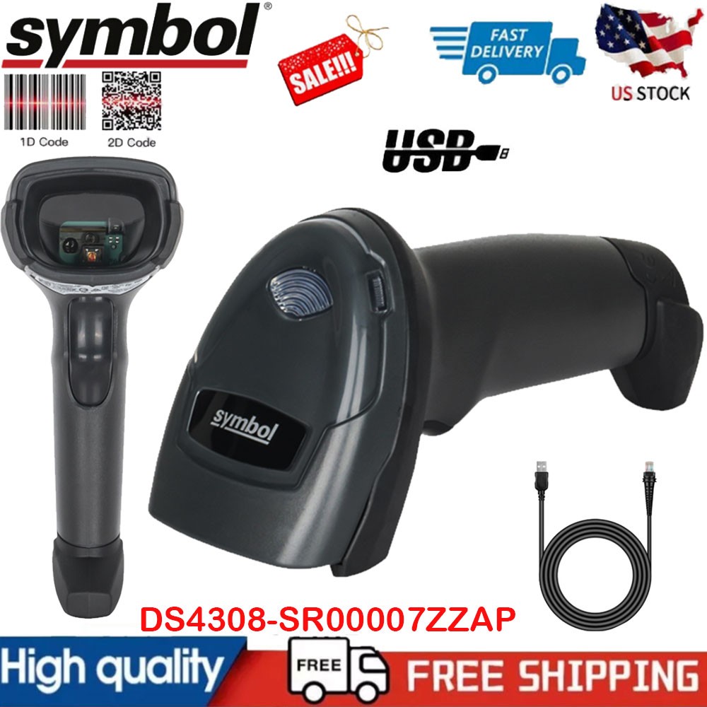 Zebra Symbol DS4308-SR 2D QR Code Handheld USB Barcode Scanner Kit w/USB Cable