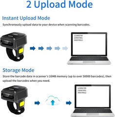 Wireless Bluetooth Barcode Scanner with Bluetooth & 2.4GHz Wireless & Wired C…