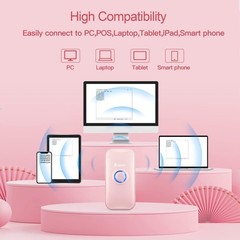 Eyoyo Bluetooth Barcode Scanner Scanning Image USB Wired & 2.4G Pink Used