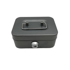 Small Cash Box with Money Tray and Lock, Metal Cash Lock Box with Key