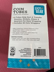 Pen Gear Coin Tubes 4 Tubes to Sort Coins & 40 Coin Wrappers – New