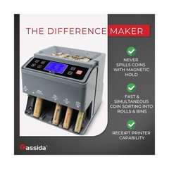 Cassida C300 Professional USD Coin Counter, Sorter and Wrapper/Roller, 300 co…