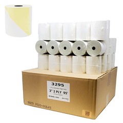 Yellow White 3 Inch 2 Ply Carbonless Copy Paper Rolls 40 Rolls 95 Feet