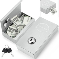 1 Pack Metal Box for Gamblers Pocket Sized Winner Bank Casino Cash Box with 2 Ke