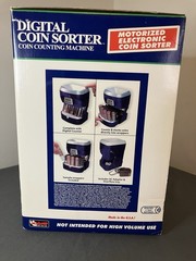 Digital Coin Sorter Counting Machine LCD Motorized w/ Box AC Adapter Tested
