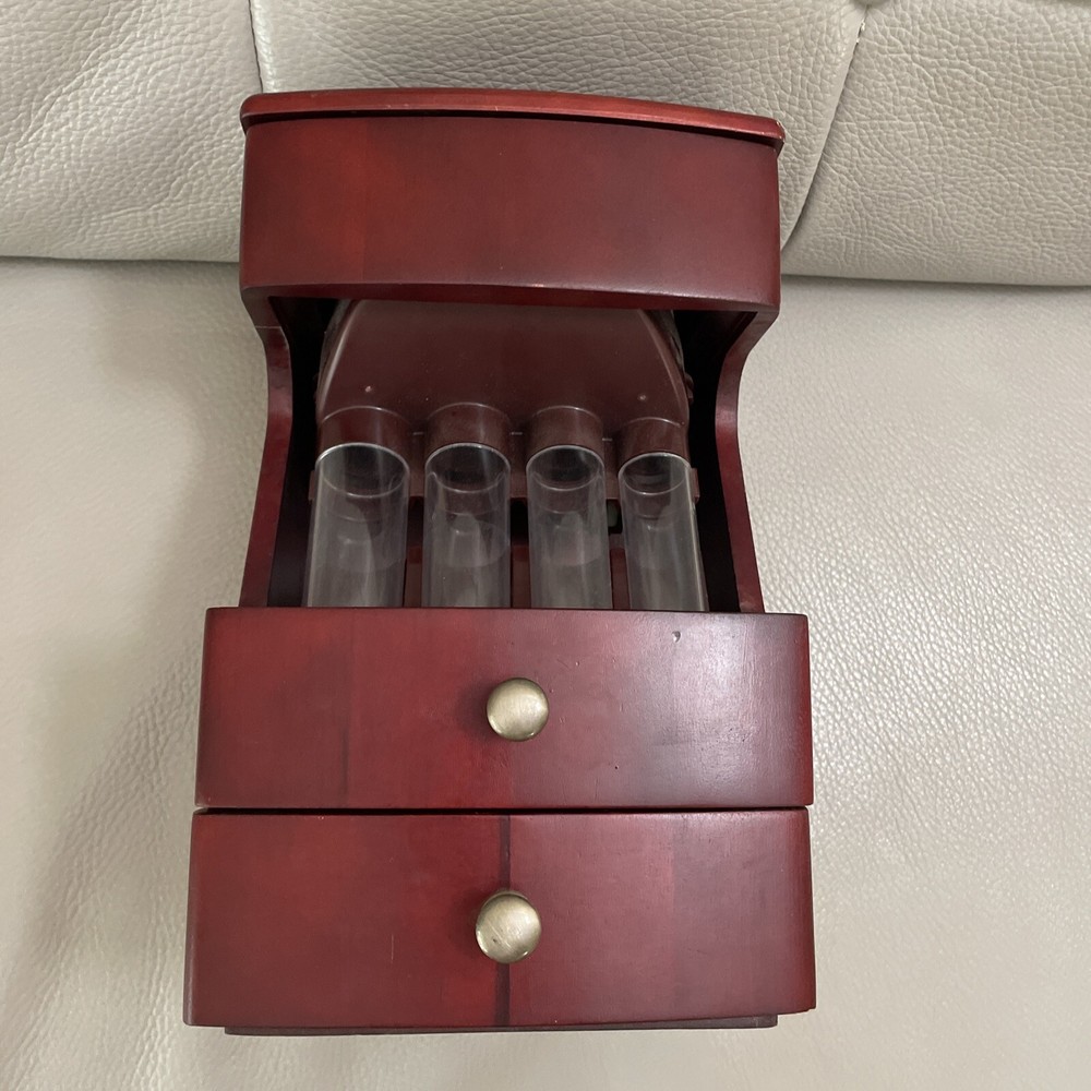 Magnif Deluxe Coin Sorter Wood CLASSIC CHERRY ~ Box Lid Tubes & Drawers Works