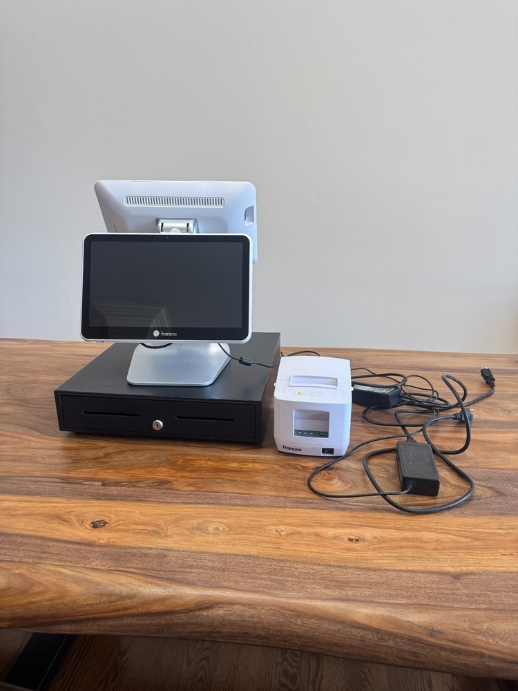 FranPOS Dual 13.3″ Touch Screen Point Of Sale Terminal+Cash Box+ Receipt Printer
