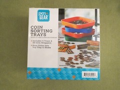 COIN SORTING TRAYS 4 TRAYS AND 40 COIN WRAPPERS INCLUDED POUR & SHAKE, NEW