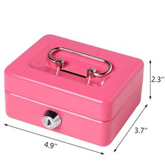 Small Cash Box with Lock and Slot, Locking Money Box, Metal Coin Piggy Bank .