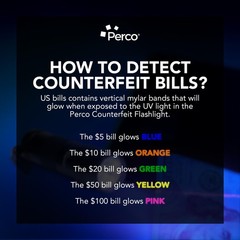 Perco Counterfeit Flashlight Portable & Reliable Device with UV Light Detect…