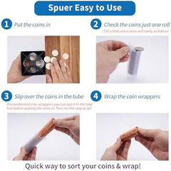 4-In-1 Coin Counter & Sorter Tube Set with Holder Piggy Bank Penny Nickel Dime Q