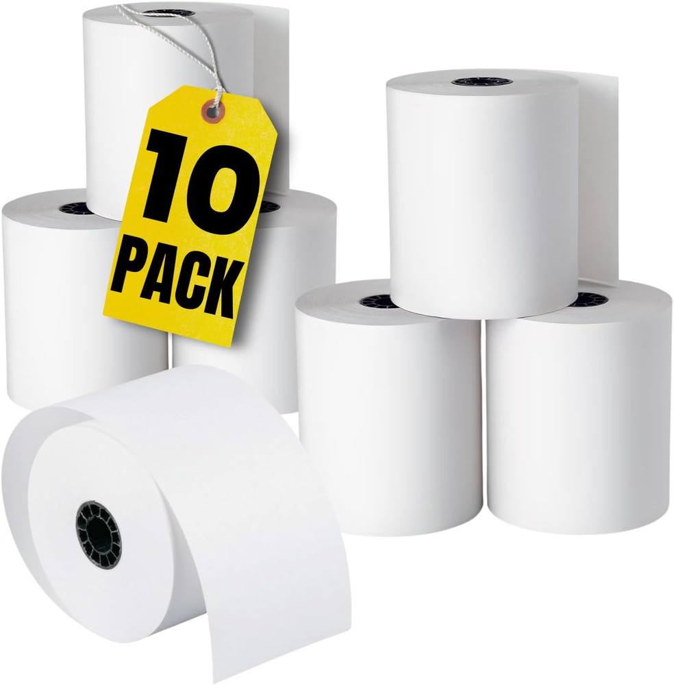 Cash Register and Point of Service Printer Paper 3 Inch X 128 Foot, 10 Rolls