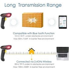 2D Barcode Scanner NT-1228BL Wireless & Bluetooth USB Wired for Phone/PC