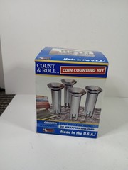 Coin Counting Kit 4 Gray Tubes & Box
