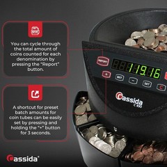 Efficient Coin Sorter with 250 Coins/Min Speed, Hopper & Drawer Capacity, 110VAC