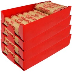 Aluminium Stackable Single Compartment Penny Coin Sorting Storage Tray 4 PCS