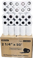 2.25 x 50 ft Receipt Paper POS Cash Register Fits Credit Card Terminals Verifone