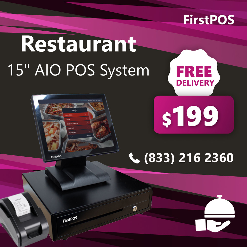 15” Touchscreen POS Cash Register Till System Restaurants & Diners