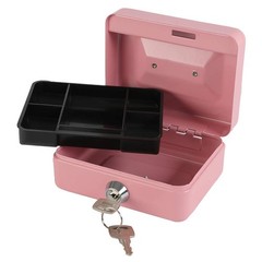 Locking Steel Mini Cash Box with Key Lock Coin Tray Removable Tray Small