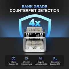 AROHANI 0724 Money Counter Value Count for USD and EUR, UV MG IR Counterfeit Det