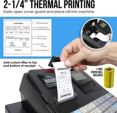 Nadex CR360 Cash Register, 4700 Lookups 50 Dept 50 Clerks Thermal Printer, Black