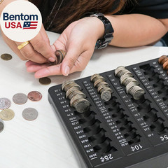 1PCS Black Coin Counter Tray -Change Counter Coin Counting and Sorting Tray with