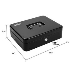Cash Box with Lock Key and Money Tray Large Money Box for Cash Register Metal…