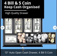 NEW Nuovo POS VALLEY 13” Electronic Cash Drawer – Auto Open – 4 Bill 5 Coin