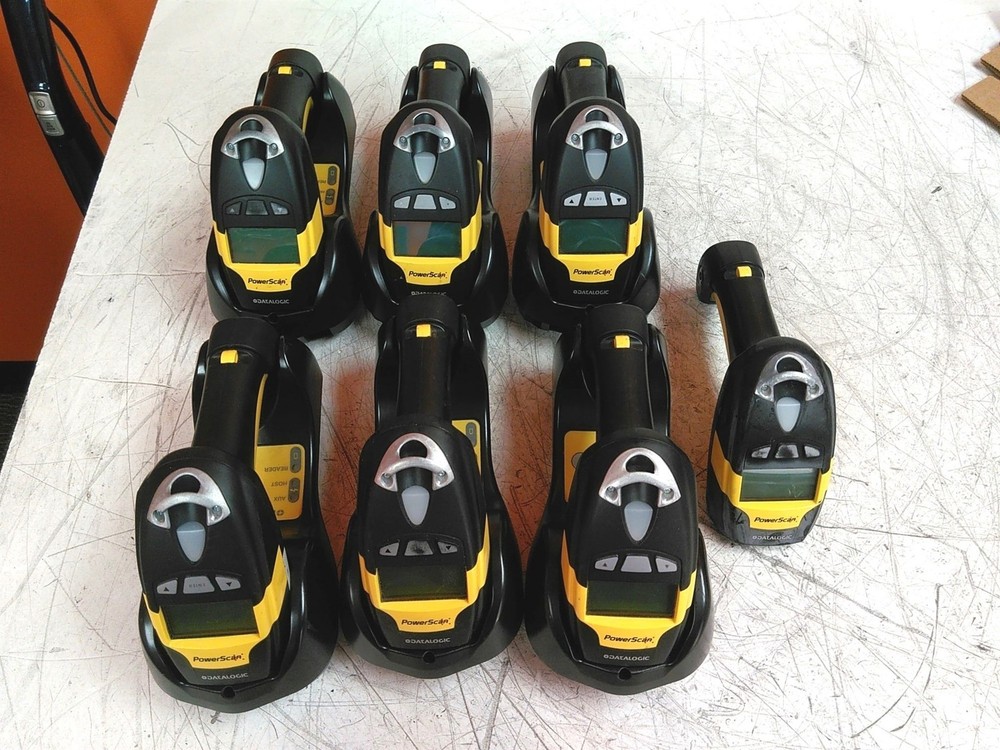 Lot of 7 DataLogic PowerScan M8500 433 & 910MHz Barcode Scanner See Description