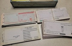 VTG FARRINGTON USA Credit Card Machine Slider w. Carbon Copy Sales Slips WORKS