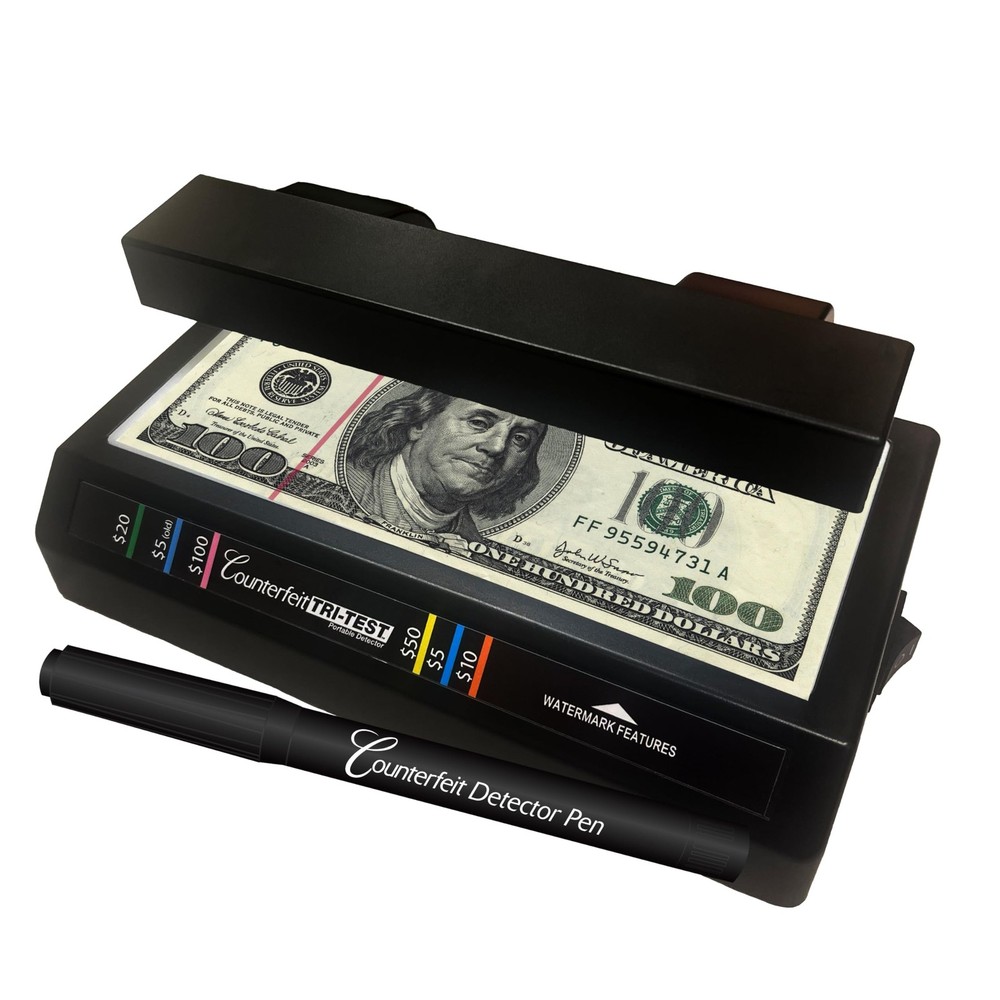 Dri Mark Tri Test – Counterfeit Bill Detector Machine w/AC Adapter – 3 Tests…