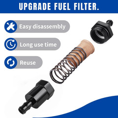 1/2″ Billet Inline Fuel Filter 30 Micron Anodized Aluminum Black 2PCS