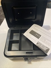 KYODOLED Medium Cash Box with Money Tray,Small Safe Lock Box with Key,Cash Dr…