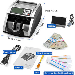 Maquina Contadora Dinero USD EUR Billetes UV/MG/IR/DD/DBL/HLF/CHN Money Counter