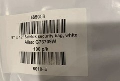 ControlTek SafeLok 9″ x 12″, White, 100 Bags, Tamper-Evident Bags – NEW