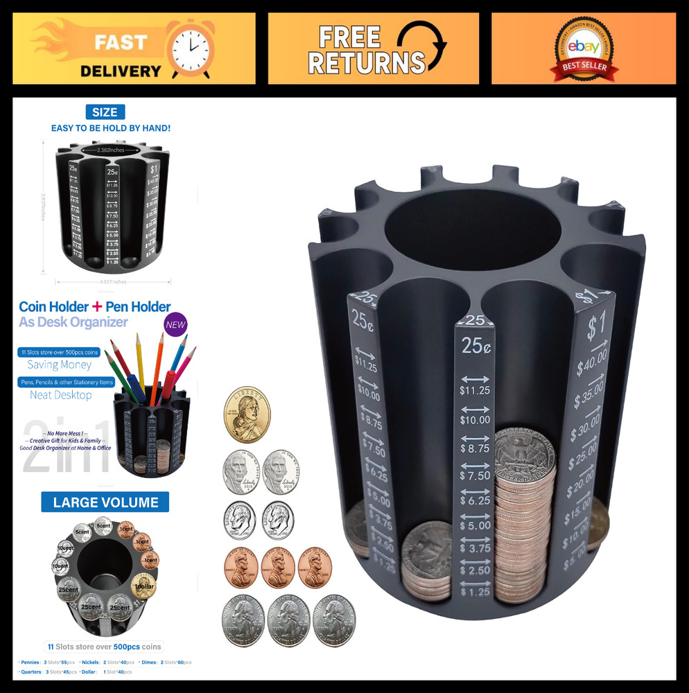 Coin Counter Change Sorter & Desk Organizer | Piggy Bank for Adults & Kids | Hol