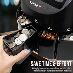 Viper V395 Coin Counter, Sorter, and Wrapper, Sorts All US Coins Including Half