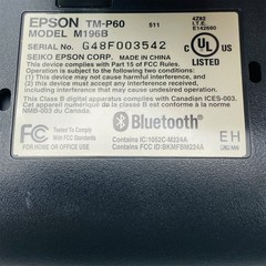 Epson TM-P60 POS Thermal Receipt Printer M196B Bluetooth No Adapter No Battery