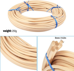 2 Rolls # 8 Spline, 66 Ft Each Roll Reed Spline, Diameter 0.2 In（5Mm）Natural Can