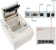 Thermal Receipt Printer, 80mm Receipt Printers, Thermal Pos Printer with Auto…