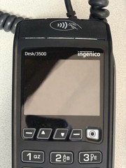 GREAT SHAPE INGENICO DESK/3500 Credit Card Terminal W/SLIDE,TAP,CHIP TESTED