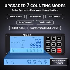 Money Counter Machine with Value Counting, Support Dollar and Euro, UV, MG, M…